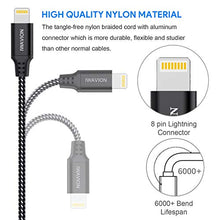 Carica l'immagine nel visualizzatore di Gallery, IWAVION Cavo, 3 Pezzi 1M Nylon Intrecciato Cavo Phone USB di Nero - Ilgrandebazar