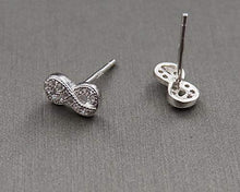 Carica l'immagine nel visualizzatore di Gallery, MixiuEuro, orecchini digitali a 8 perno, in argento con zirconia cubica,... - Ilgrandebazar