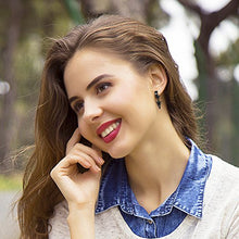 Carica l'immagine nel visualizzatore di Gallery, JewelryWe Orecchini da Uomo Donna a Cerchio con Pendente in Nero - Ilgrandebazar