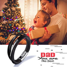 Carica l'immagine nel visualizzatore di Gallery, Gkmamrg - Bracciale da uomo in pelle con incisione DAD, confezione...