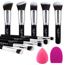 Carica l'immagine nel visualizzatore di Gallery, BEAKEY set di pennelli trucco Premium synthetic Kabuki nero-argento