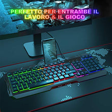 Carica l'immagine nel visualizzatore di Gallery, Tastiera da Gioco, WisFox Cablata USB Retroilluminata a Colori...