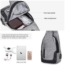Carica l'immagine nel visualizzatore di Gallery, VBIGER Zaino a tracolla in tela ricaricabile USB casual Grigio