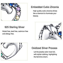 Carica l'immagine nel visualizzatore di Gallery, CNNIK Orecchini a forma di cuore unicorno in argento 925 per le donna...