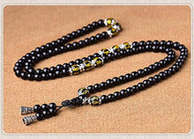 Carica l'immagine nel visualizzatore di Gallery, Htulip, collana con 108 perline in ossidiana nera da 6 mm, occhio di...