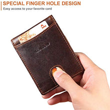 Carica l'immagine nel visualizzatore di Gallery, Lensun Portafoglio Uomo Sottile Vera Pelle, RFID Blocco Marrone Scuro①