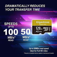 Carica l'immagine nel visualizzatore di Gallery, Gigastone Scheda di Memoria Micro SD XC da 128GB e Adattatore. 128 GB A2 V30.
