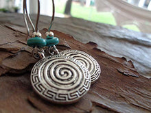 Carica l'immagine nel visualizzatore di Gallery, ✿ SPIRALE BOHO ETNO NATURAL STONE ✿ orecchini gancio lunghe con rondella di...