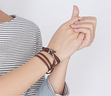 Carica l'immagine nel visualizzatore di Gallery, Vnox Bracciale unisex in acciaio inossidabile e pelle marrone, con àncora, a... - Ilgrandebazar
