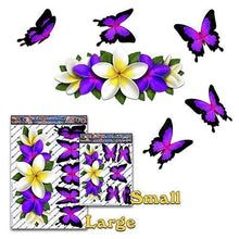 Carica l'immagine nel visualizzatore di Gallery, Fiore Viola Frangipani Plumeria Piccolo Grappolo + farfalla adesivo... - Ilgrandebazar