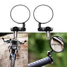 Carica l'immagine nel visualizzatore di Gallery, Rotondi Moto Specchietti Retrovisori Laterali 7/8'' 22mm Specchio di #2-Nero - Ilgrandebazar