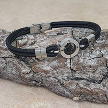 Carica l'immagine nel visualizzatore di Gallery, SAGA GIOIELLI BRACCIALE UOMO ACCIAIO E CORDONCINO ANCORA