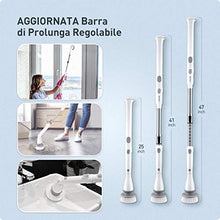 Carica l'immagine nel visualizzatore di Gallery, Homitt Spazzola per Pulizia,Spin Scrubber con 4 testine Regolabili e Bianco - Ilgrandebazar
