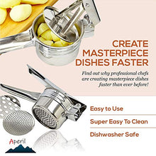Carica l'immagine nel visualizzatore di Gallery, APERIL Schiacciapatate, Potato Ricer in Acciaio Inox - con 3 Schiacciapatate - Ilgrandebazar