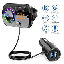 Carica l'immagine nel visualizzatore di Gallery, FM Trasmettitore Bluetooth 5.0 per Auto con Due Porta USB (QC 3.0 e Nero
