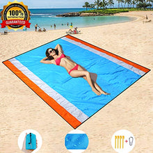 Carica l'immagine nel visualizzatore di Gallery, HISAYSY Coperta da Spiaggia, 210 x 200CM Picnic con Blu-arancione