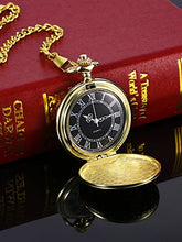 Carica l'immagine nel visualizzatore di Gallery, Orologio da Taschino al Quarzo per Uomo con Quadrante Nero e Catena Oro - Ilgrandebazar