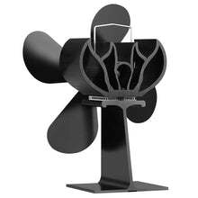 Carica l'immagine nel visualizzatore di Gallery, JOYOOO Ventilatore da camino,Ventola termica a 4 pale per Big leaf, Nero - Ilgrandebazar