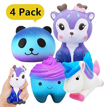Carica l'immagine nel visualizzatore di Gallery, Yetech 4 Pezzi Squishy Galaxy Kawaii Cervo Unicorno Tooth Panda Squishies... - Ilgrandebazar
