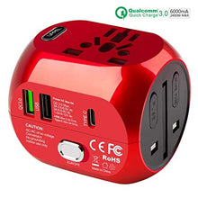 Carica l'immagine nel visualizzatore di Gallery, Milool Adattatore Universale da Viaggio con QC3.0 Quick Charge 2 Porte Rosso - Ilgrandebazar