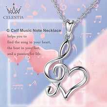 Carica l'immagine nel visualizzatore di Gallery, CELESTIA Cuore Collane Donna Argento Sterling 925, Nota Musicale Ciondolo... - Ilgrandebazar
