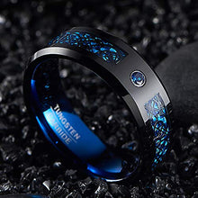 Carica l'immagine nel visualizzatore di Gallery, Nuncad Anello uomo/donna celtico nero-blu con fibra di carbonio, zircone,... - Ilgrandebazar