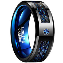Carica l'immagine nel visualizzatore di Gallery, Nuncad Anello uomo/donna celtico nero-blu con fibra di carbonio, zircone,... - Ilgrandebazar
