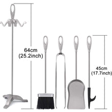 Carica l'immagine nel visualizzatore di Gallery, Set di Strumenti per Caminetti 5 Pezzi in Argento Porta Attrezzi, Silver - Ilgrandebazar