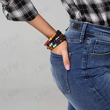 Carica l'immagine nel visualizzatore di Gallery, J.Fée Bracciale Perline Chakra Elastico in Pietra 5pack - Ilgrandebazar