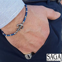 Carica l'immagine nel visualizzatore di Gallery, SAGA GIOIELLI BRACCIALE UOMO ANCORA ACCIAIO (BLU)
