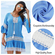 Carica l'immagine nel visualizzatore di Gallery, Tuopuda Abito da Spiaggia Donna Mare Boemo Copricostumi Bagno Costume Blu
