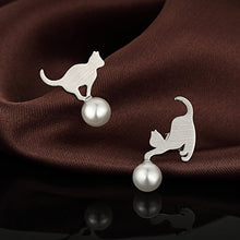 Carica l'immagine nel visualizzatore di Gallery, Jiahanzb Regali per San Valentino Orecchini Con Perle D'acqua B: Gatto 1 - Ilgrandebazar