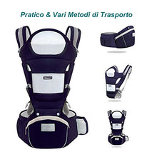 Carica l'immagine nel visualizzatore di Gallery, Marsupio Neonati Ergonomico Porta Bambino con Sgabello Blu Scuro - Ilgrandebazar