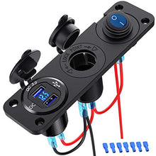 Carica l'immagine nel visualizzatore di Gallery, QC3.0 Presa USB per Auto Doppio Accendisigari Caricabatteria per...
