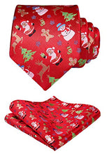 Carica l'immagine nel visualizzatore di Gallery, HISDERN Uomo Cravatta natalizia Tree Elk Snowman Babbo Natale Pattern Festa tessuta Cravatta e fazzoletto
