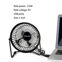 Carica l'immagine nel visualizzatore di Gallery, HUALANS Ventilatore USB in Acciaio,Ventilatore da Tavolo 4 Pollici Nero
