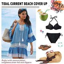Carica l'immagine nel visualizzatore di Gallery, Tuopuda Abito da Spiaggia Donna Mare Boemo Copricostumi Bagno Costume Blu