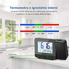Carica l'immagine nel visualizzatore di Gallery, Deofde Sveglia con proiezione, Digitale Ampio Display LCD,... - Ilgrandebazar