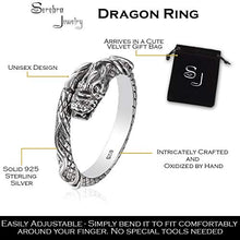 Carica l'immagine nel visualizzatore di Gallery, Drago Anello in argento sterling 925 | regolabile dimensione unisex uomini... - Ilgrandebazar