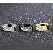 Carica l'immagine nel visualizzatore di Gallery, Eleganti orecchini a cerchio, fatti a mano con strass, da d'oro+argento+nero - Ilgrandebazar