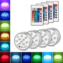 Carica l'immagine nel visualizzatore di Gallery, Set di 4 Pezzi Luce a LED RGB Sommergibile Luci Multicolori impermeabili 4 X 10pcs LED SMD con telecomando per Vasi, Giardino, Acquario, Stagno, Piscina, Cristallo, Feste, Natale, Halloween … [Classe di efficienza energetica A]
