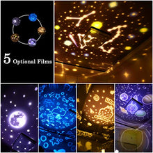 Carica l'immagine nel visualizzatore di Gallery, Lampada Proiettore Stelle,Luci Luna notturne per bambini con 360 Rotating...
