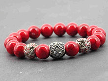 Carica l'immagine nel visualizzatore di Gallery, Bracciale Miss Chichi in rossa turchese ricostituita con perline di metallo... - Ilgrandebazar