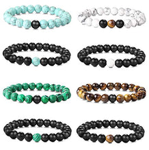 Carica l'immagine nel visualizzatore di Gallery, CASSIECA 8 Pezzi 8mm Bracciale Pietra Palline per Uomo Donna Occhio di Tigre... - Ilgrandebazar