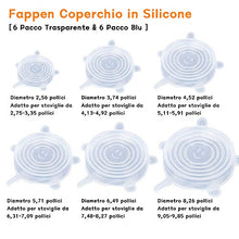 Carica l'immagine nel visualizzatore di Gallery, FAPPEN Coperchio Silicone, Coperchi in Silicone Estensibile Trasparente+blu