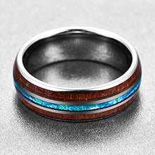 Carica l'immagine nel visualizzatore di Gallery, NUNCAD Anello Uomo/Donna con Shell + Legno/Opale Tungsteno Legno + Blu Opale - Ilgrandebazar