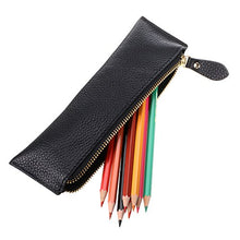 Carica l'immagine nel visualizzatore di Gallery, Btsky, Astuccio portapenne in vera pelle, vintage, morbido, per oggetti Black