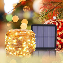 Carica l'immagine nel visualizzatore di Gallery, [2 Pacchi] Luci Solari Esterno, Litogo 12m 120 LED Catena Bianco Caldo
