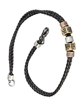 Carica l'immagine nel visualizzatore di Gallery, Collana da uomo in metallo e pelle intrecciata, 51 cm, nero - Ilgrandebazar