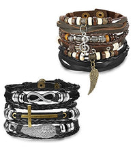 Carica l'immagine nel visualizzatore di Gallery, sailimue 6 PCS Bracciale in Pelle da Uomo per e Donna Bracciali...